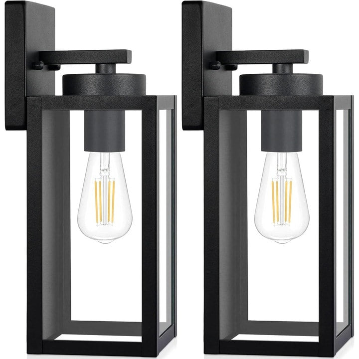 Set 2 Aplice De Perete Exterioara Vintage NextWave®️, Pentru Hol, Intrare, Curte, Gradina, Terasa, Balcon, Garaj, Impermeabile, Moderne, usor de instalat, Negru