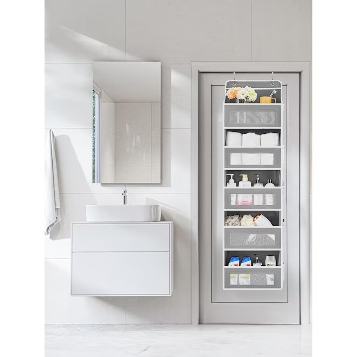 Organizator de usa NextWave®️, 5 compartimente, depozitare pe perete cu raft, material netesut, pliabil, spatiu de depozitare suplimentar, potrivit pentru dormitorul de acasa, camin, depozitare, baie, sufragerie, bucatarie, gri